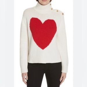 kate spade Cream Turtleneck Sweater with Red Heart